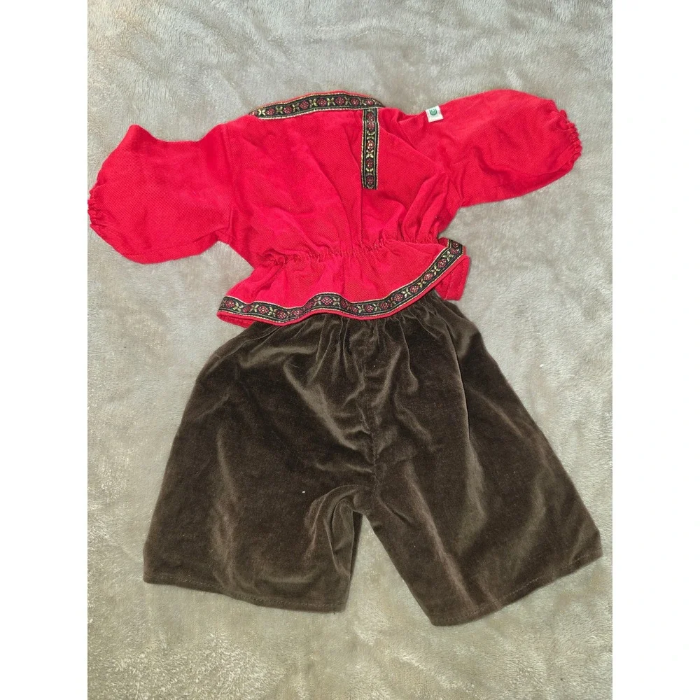 Vintage Cabbage Patch Kids Doll Russian Clothes Corduroy Brown Velvet Shorts Set